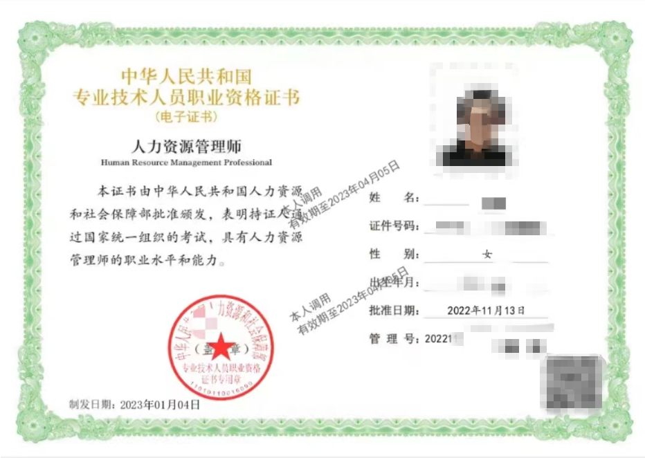 2022年中級(jí)經(jīng)濟(jì)師電子證書(shū)樣本