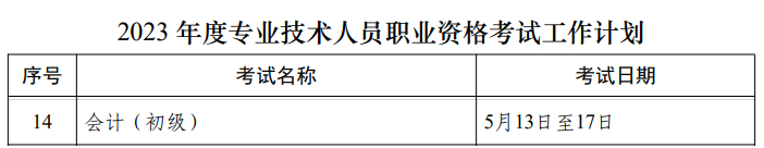 人力資源社會(huì)保障部：2023年初級(jí)會(huì)計(jì)考試時(shí)間及有關(guān)事項(xiàng)