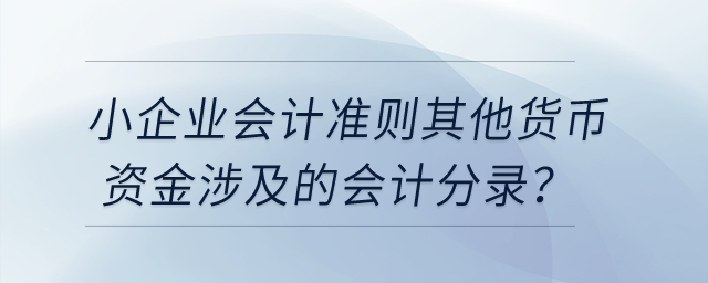 小企業(yè)會(huì)計(jì)準(zhǔn)則其他貨幣資金涉及到哪些會(huì)計(jì)分錄？