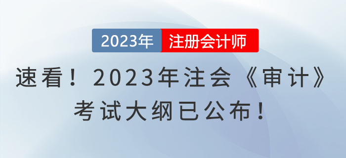 速看！2023年注會《審計》考試大綱已公布！