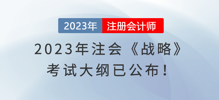 2023年注會《戰(zhàn)略》考試大綱已公布！速覽！