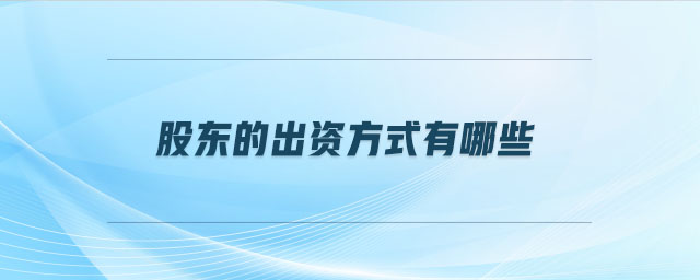 股東的出資方式有哪些 股東的出資方式有哪些