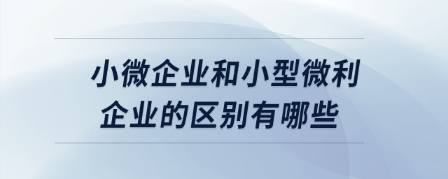 小微企業(yè)和小型微利企業(yè)的區(qū)別有哪些？
