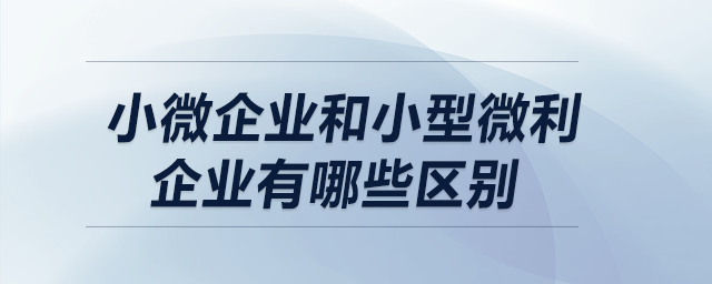 小微企業(yè)和小型微利企業(yè)有哪些區(qū)別？