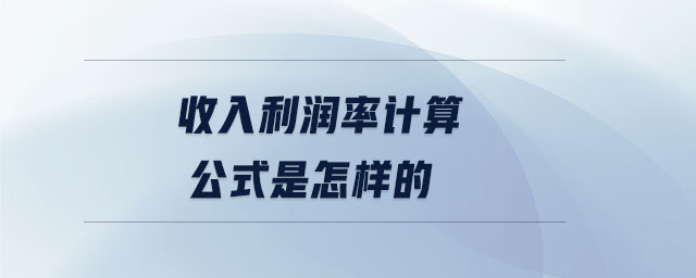 收入利潤率計算公式是怎樣的