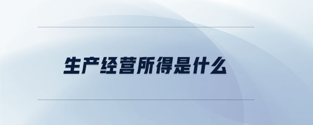 生產(chǎn)經(jīng)營所得是什么