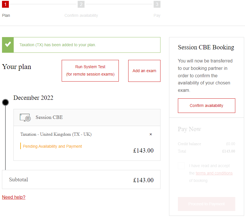 點擊“Confirm availability”確認考位