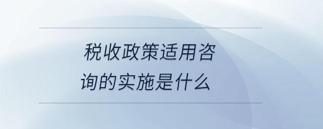 稅收政策適用咨詢的實施是什么