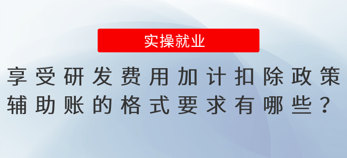 享受研發(fā)費用加計扣除政策，輔助賬的格式要求有哪些？