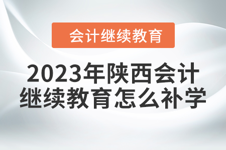 2023年陜西會計繼續(xù)教育怎么補學(xué) 2023年陜西會計繼續(xù)教育怎么補學(xué)