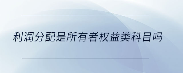 利潤分配是所有者權(quán)益類科目嗎