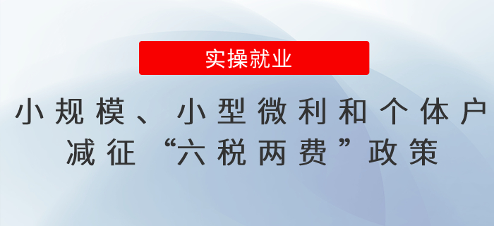 小規(guī)模納稅人、小型微利企業(yè)和個(gè)體戶減征“六稅兩費(fèi)”政策