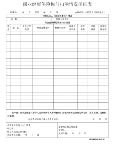 扣除情況明細(xì)表