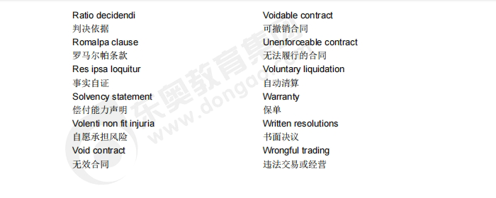 acca備考干貨：F4（公司法與商法）重點詞匯中英對照