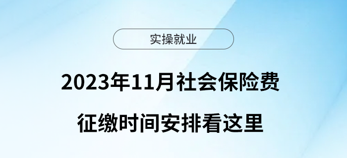 2023年11月社會保險費征繳時間安排看這里