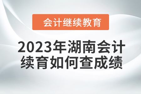 2023年湖南會計繼續(xù)教育如何查成績？