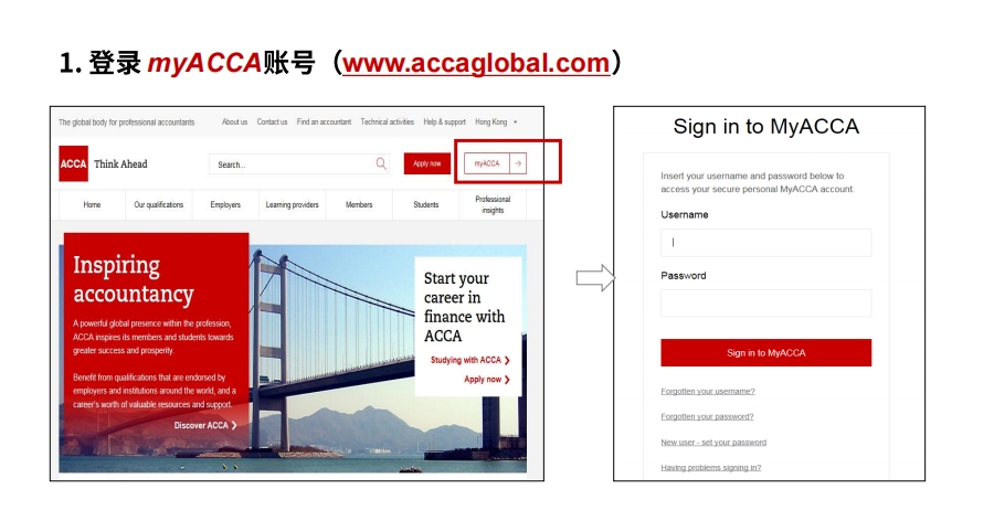 登錄myACCA賬號