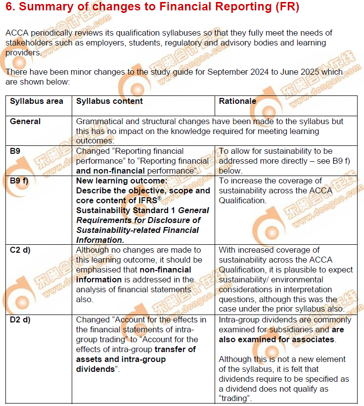 FR科目考綱變化內(nèi)容