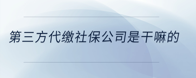 第三方代繳社保公司是干嘛的？