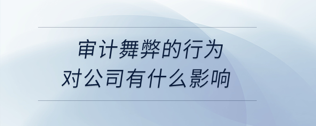審計舞弊的行為對公司有什么影響？