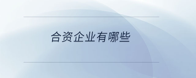 合資企業(yè)有哪些 合資企業(yè)有哪些