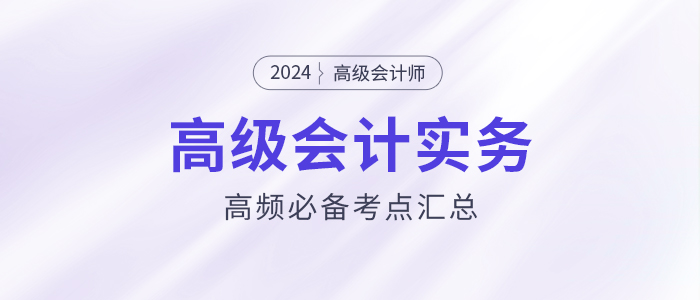 2024年高級(jí)會(huì)計(jì)師《高級(jí)會(huì)計(jì)實(shí)務(wù)》高頻必備考點(diǎn)匯總