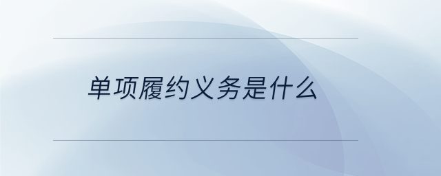 單項履約義務(wù)是什么