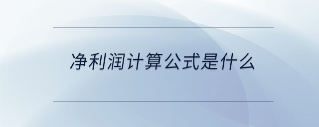 凈利潤計算公式是什么 凈利潤計算公式是什么