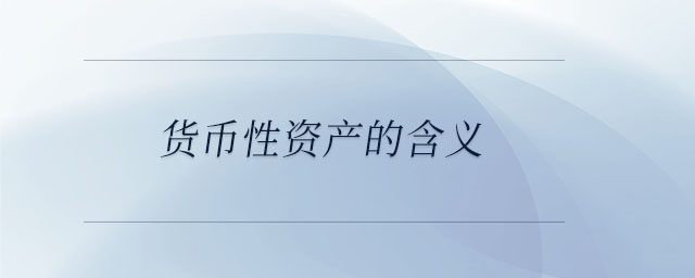 貨幣性資產的含義