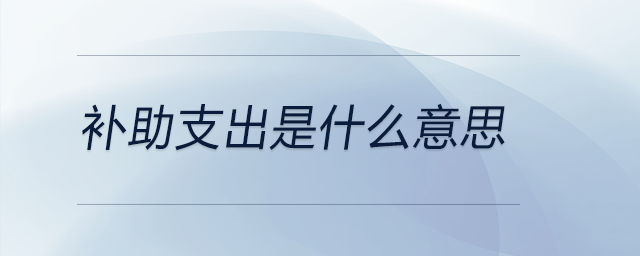 補(bǔ)助支出是什么意思 補(bǔ)助支出是什么意思