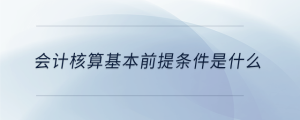 會(huì)計(jì)核算基本前提條件是什么