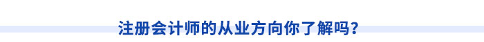 注冊會計師的從業(yè)方向你了解嗎？