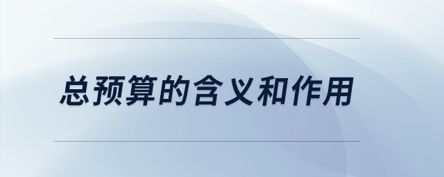 總預(yù)算的含義和作用 總預(yù)算的含義和作用