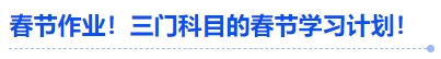 中級會計春節(jié)作業(yè)！三門科目的春節(jié)學(xué)習(xí)計劃！