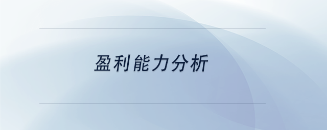 中級會計(jì)盈利能力分析 中級會計(jì)盈利能力分析