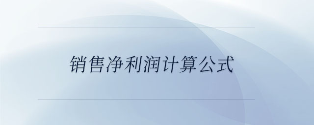 銷售凈利潤計算公式 銷售凈利潤計算公式