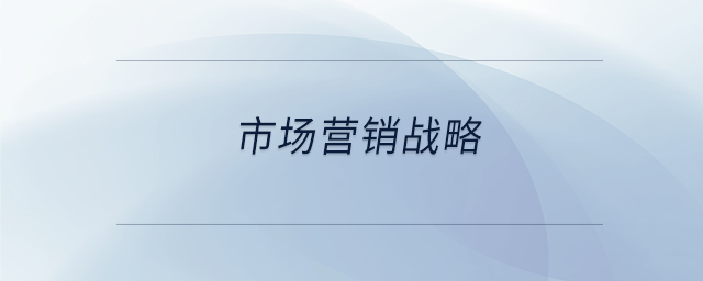 市場(chǎng)營(yíng)銷戰(zhàn)略 市場(chǎng)營(yíng)銷戰(zhàn)略