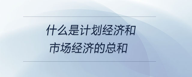 什么是計劃經(jīng)濟和市場經(jīng)濟的總和