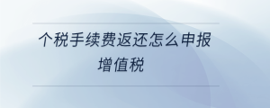 個稅手續(xù)費返還怎么申報增值稅