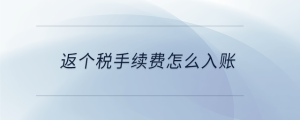 返個(gè)稅手續(xù)費(fèi)怎么入賬