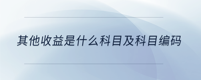 其他收益是什么科目及科目編碼 其他收益是什么科目及科目編碼