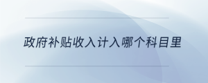 政府補(bǔ)貼收入計入哪個科目里