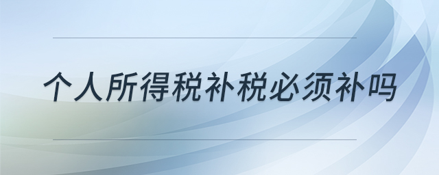 個人所得稅補稅必須補嗎 個人所得稅補稅必須補嗎
