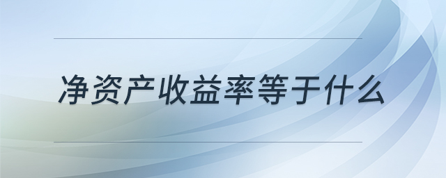 凈資產(chǎn)收益率等于什么