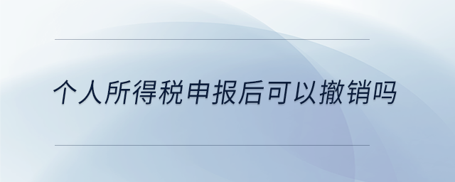 個人所得稅申報后可以撤銷嗎
