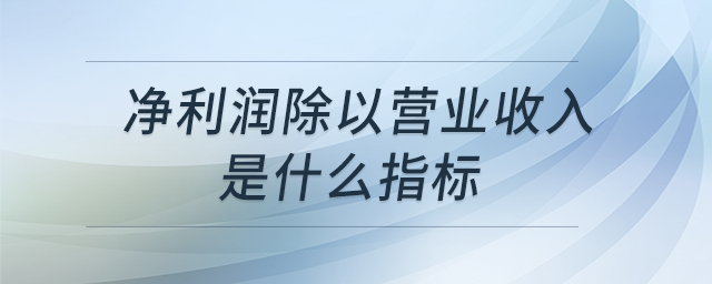 凈利潤除以營業(yè)收入是什么指標(biāo) 凈利潤除以營業(yè)收入是什么指標(biāo)