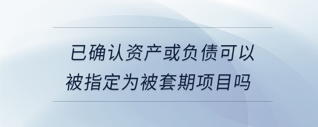 已確認(rèn)資產(chǎn)或負(fù)債可以被指定為被套期項(xiàng)目嗎 已確認(rèn)資產(chǎn)或負(fù)債可以被指定為被套期項(xiàng)目嗎