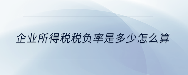 企業(yè)所得稅稅負(fù)率是多少怎么算 企業(yè)所得稅稅負(fù)率是多少怎么算