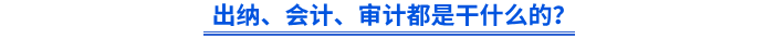 出納、會計、審計都是干什么的？