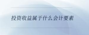投資收益屬于什么會計(jì)要素